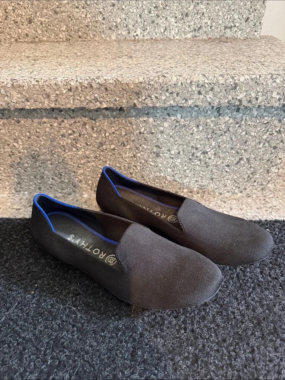Rothy's Men's Gray Slip-On Loafers with Blue Trim